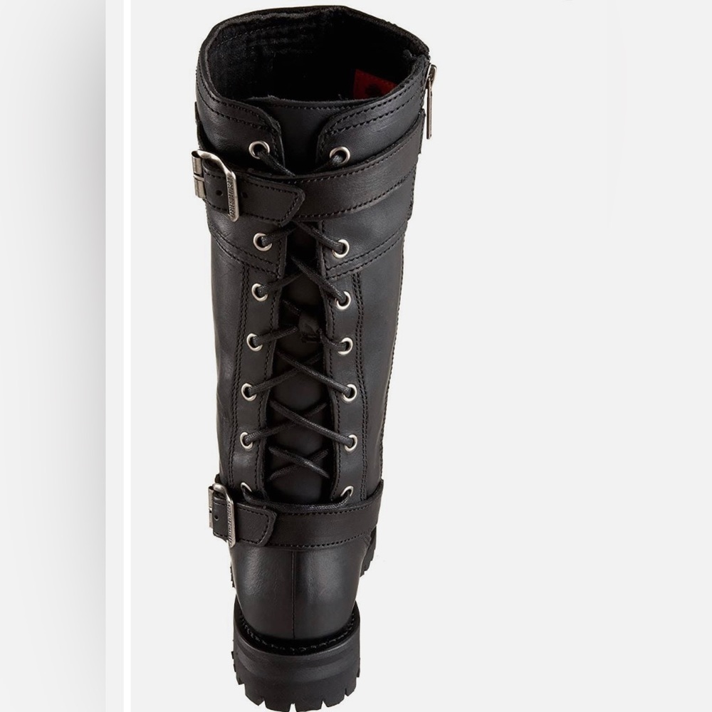 Harley-Davidson® Women's Alexa Back Lace Black Leather Motorcycle Boots